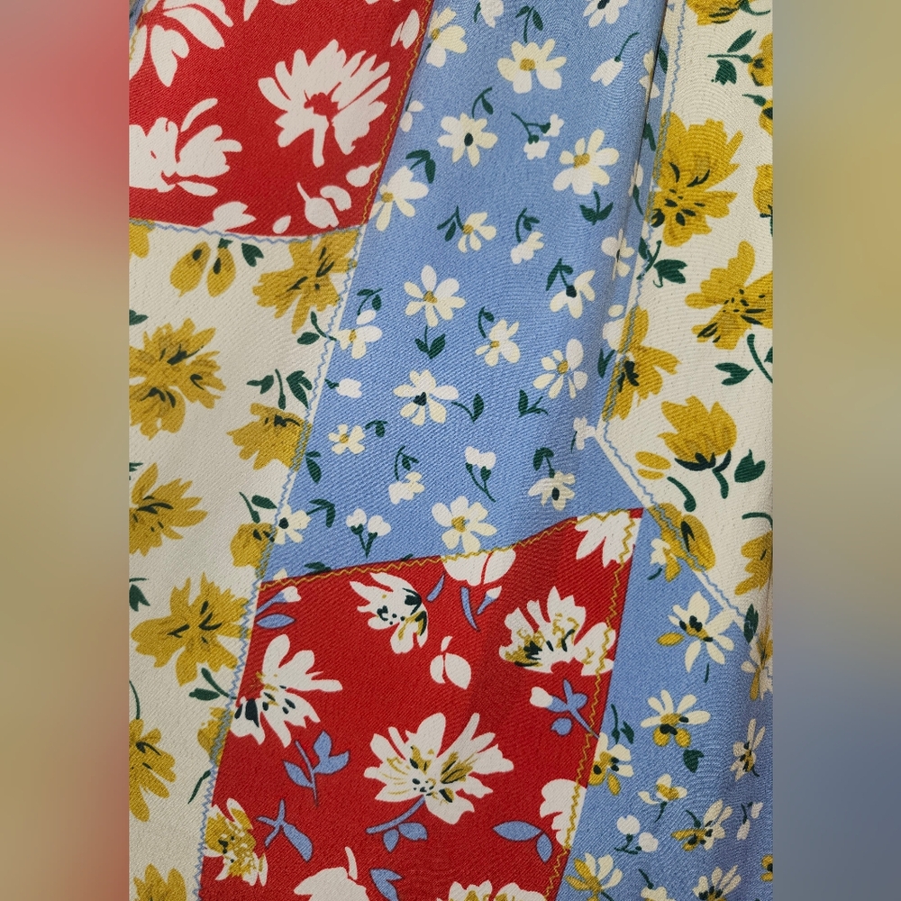 Multi-Color Floral Patchwork Mini Dress - Picture 14 of 14